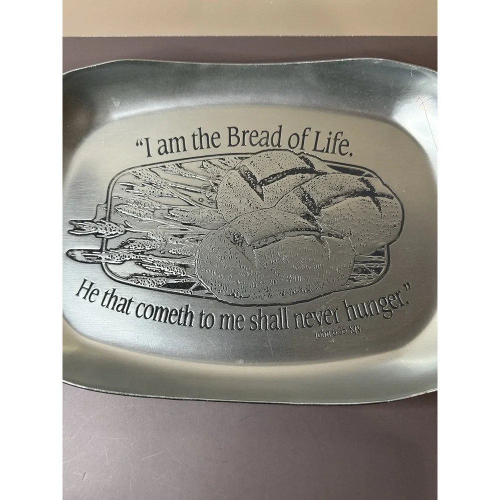 2003 Son Corp I Am The Bread Of Life John 6:35 Aluminum Metal Bread Tray Platter
